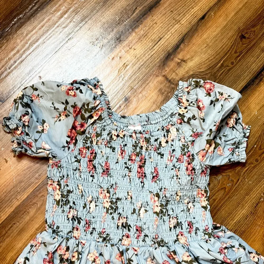 Gymboree Girls Floral Pleated Tiered Dress - Highland Hills - Gray